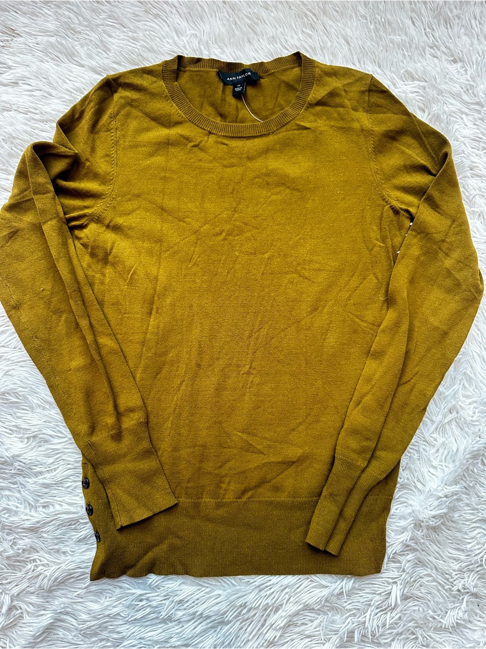 Ann Taylor Women's Mustard Olive Crewneck Sweater NWT